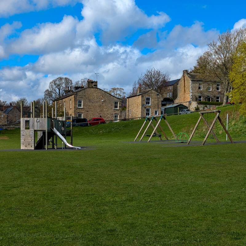 Demesnes play park in Barnard Castle beside the River Tees, ideal for families