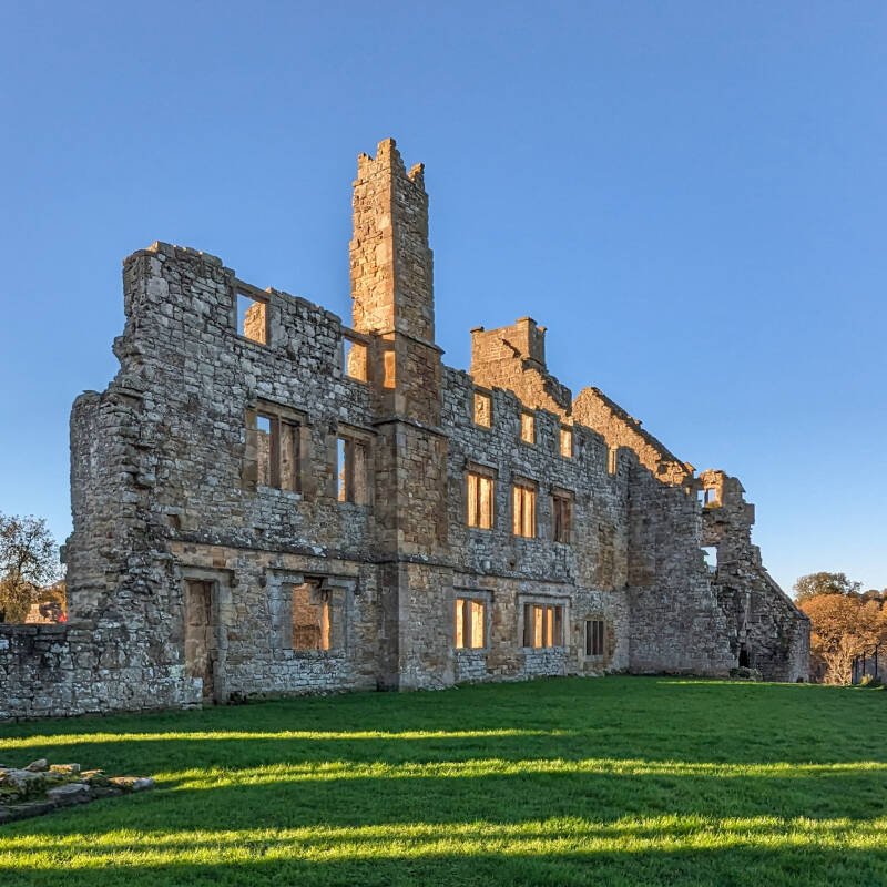 Egglestone Abbey ruins near Barnard Castle beside the River Tees in peaceful surroundings