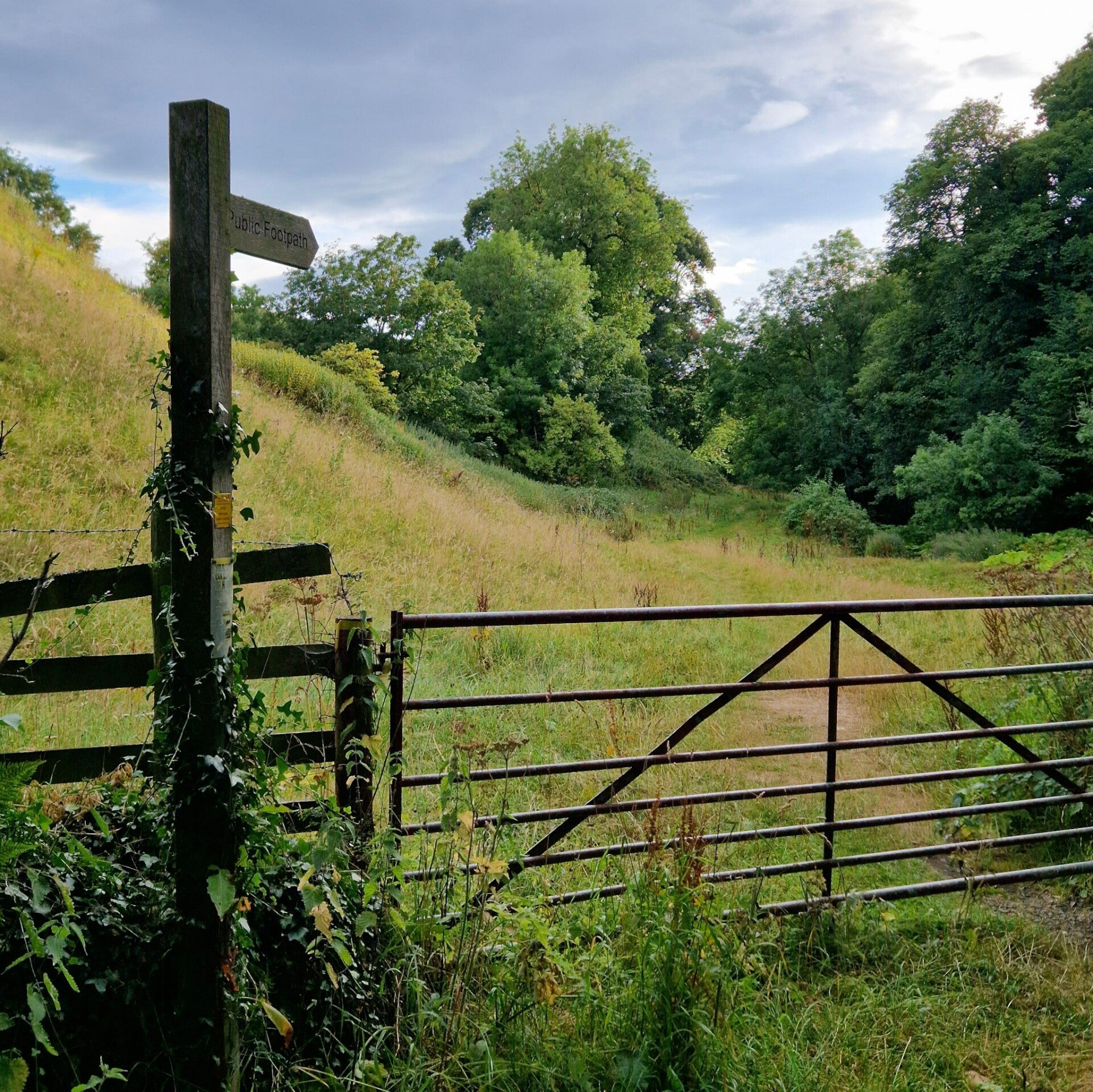 Public footpath gate at the entrance to Thorsgill Wood near Egglestone Abbey