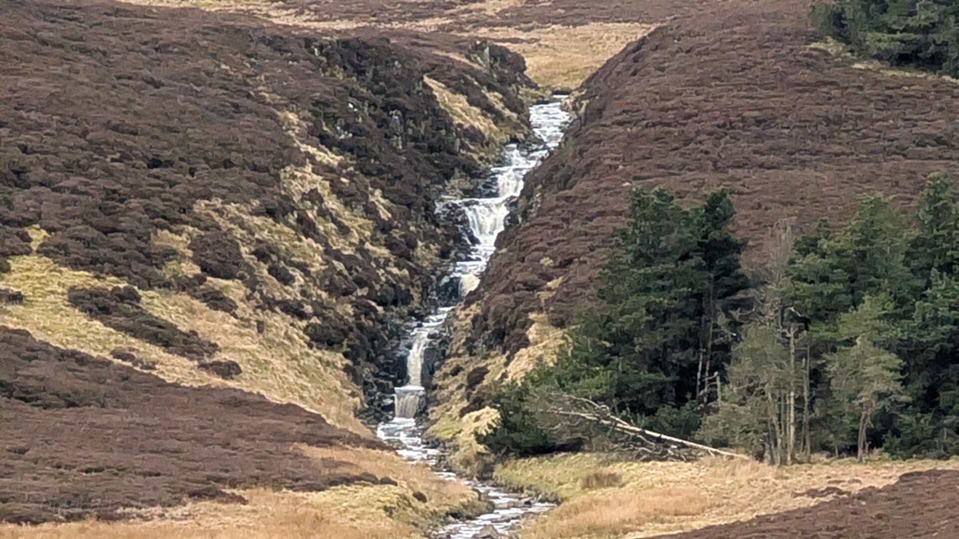 Force Burn Waterfall stepped cascade above the River Tees near Cow Green Reservoir in Upper Teesdale
