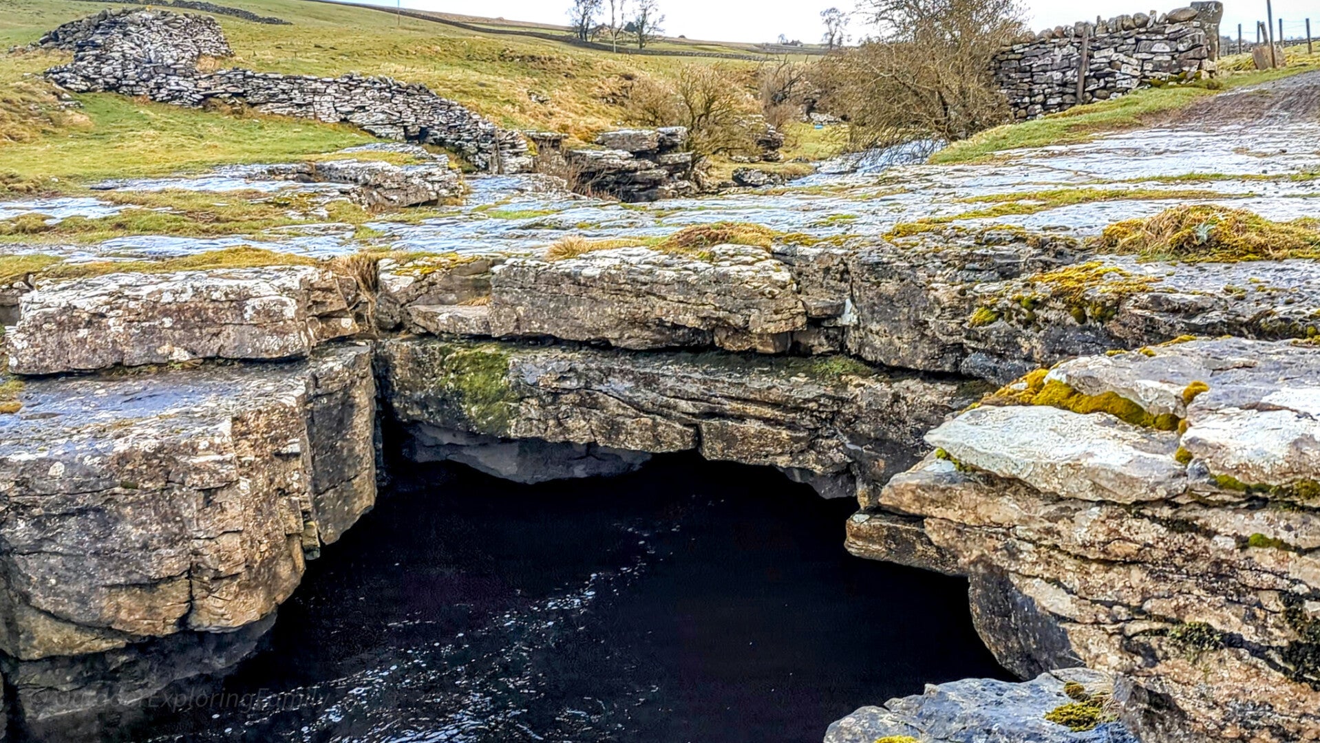 The River Greta flowing beneath God's Bridge, one of the most unusual natural geological features in Teesdale.