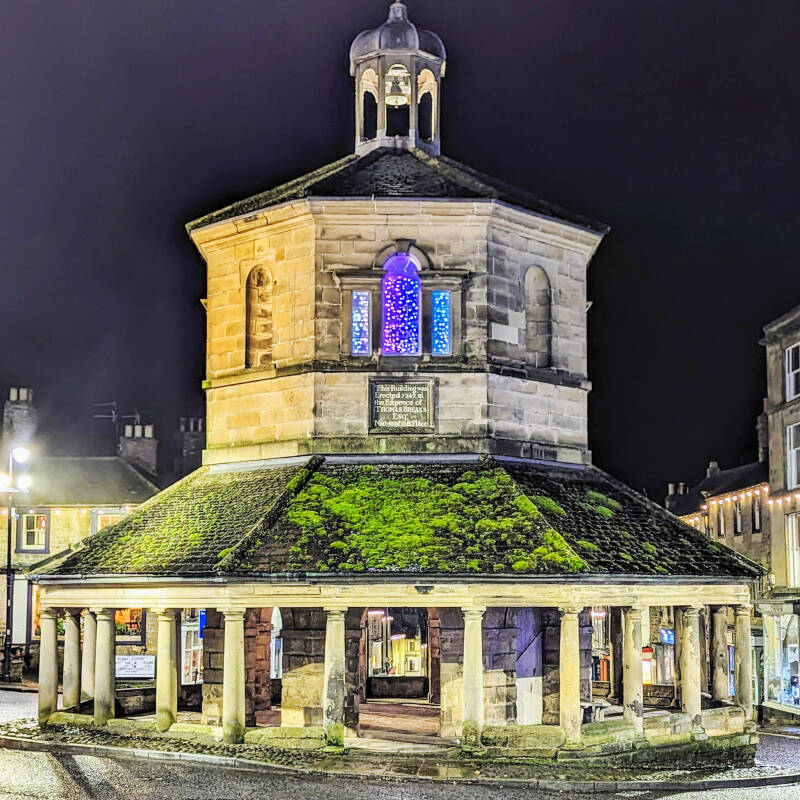Market Cross and Butter Market landmark in Barnard Castle town centre