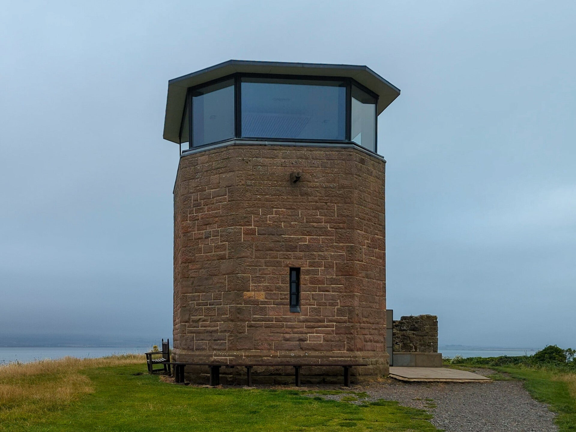 Holy Island Lookout Tower standing above the coast on Lindisfarne in Northumberland