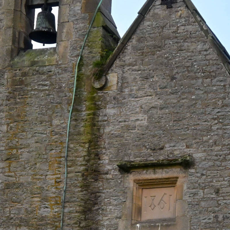 1861 date stone and bellcote on the former London Lead Company School in Middleton-in-Teesdale