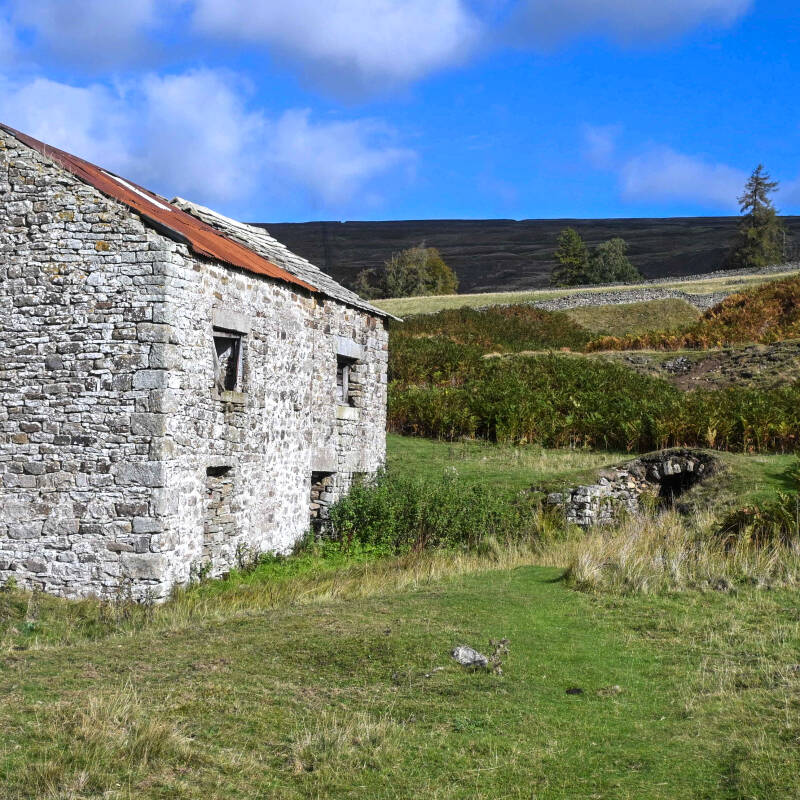 Marlbeck Lead Mine building and arched level entrance above Middleton-in-Teesdale
