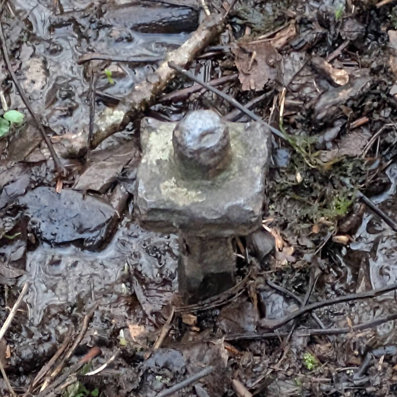 Old iron fitting surviving from the historic Bowes Mill site