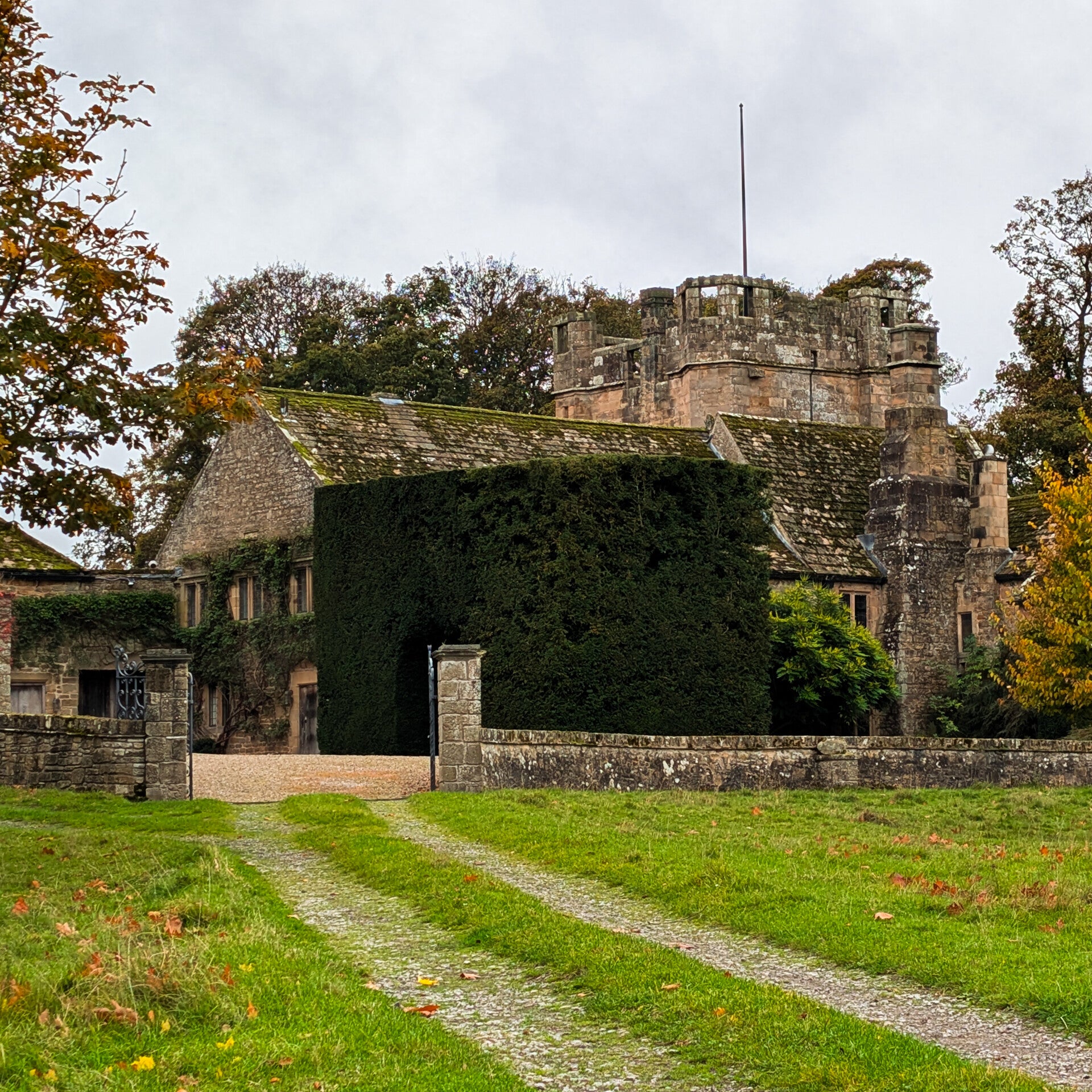 Mortham Tower, the historic fortified manor house near Rokeby, with its medieval stone tower rising above the surrounding buildings.