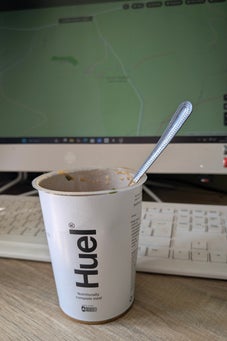 Huel Hot and Savoury Pasta Bolognese pot ready to eat
