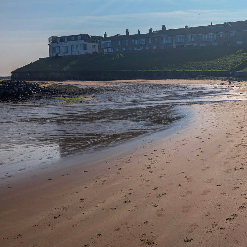 Wide sandy beach at Seahouses on the Northumberland coast