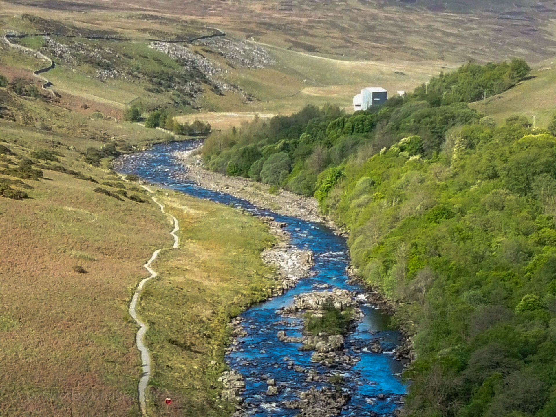 Riverside walking path beside the River Tees from Bowlees to High Force in Upper Teesdale