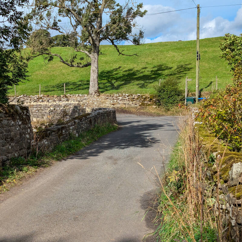 The narrow road crossing Hury Mill Bridge in Baldersdale, a stone bridge dating from the 18th century.