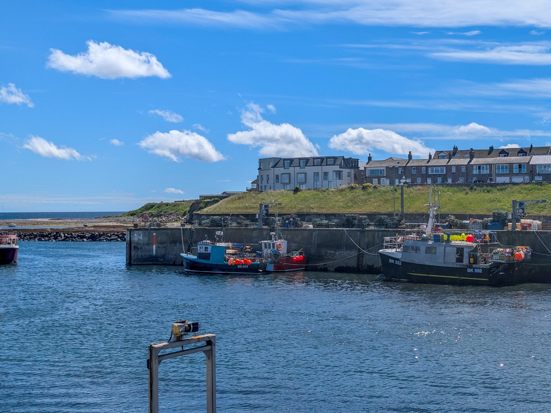 View across North Sunderland Harbour towards the centre of Seahouses