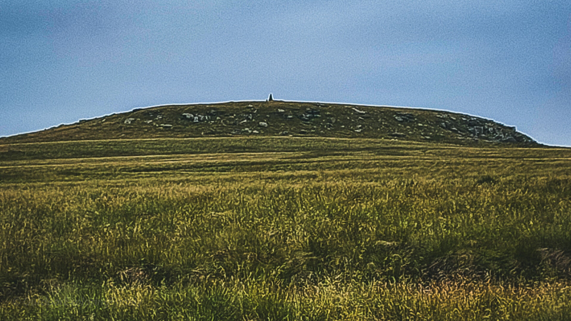 Wide landscape view of Shacklesborough rising above Baldersdale moorland in Teesdale
