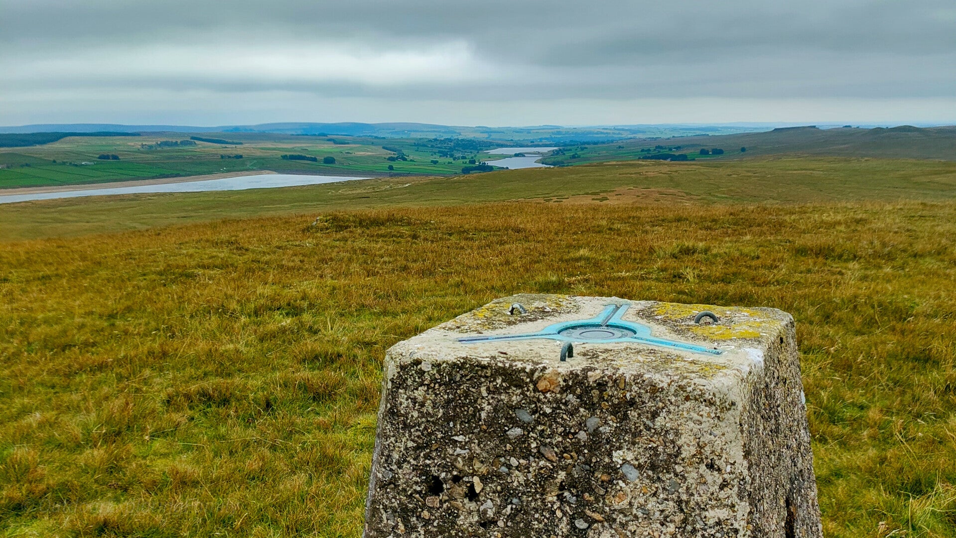 View from Shacklesborough summit across Lunedale towards the location of Robin Hood’s Pennystone near Selset Reservoir in Teesdale.