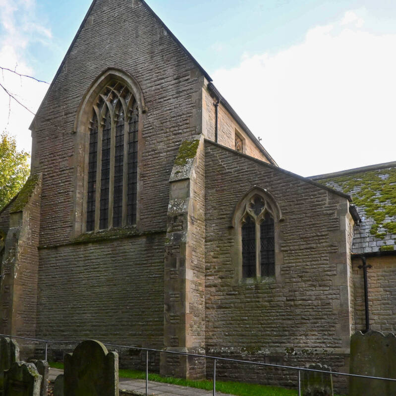 Stonework and large Gothic window at St Mary’s Church in Middleton-in-Teesdale