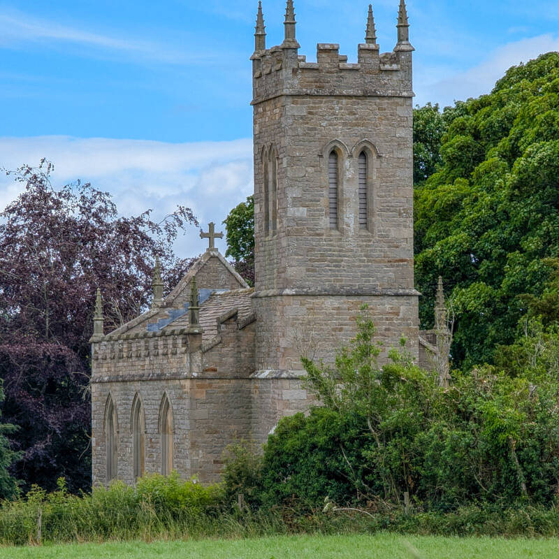 St Mary's Church, Rokeby, standing beside the River Tees near the Brignall Banks Circular Walk.