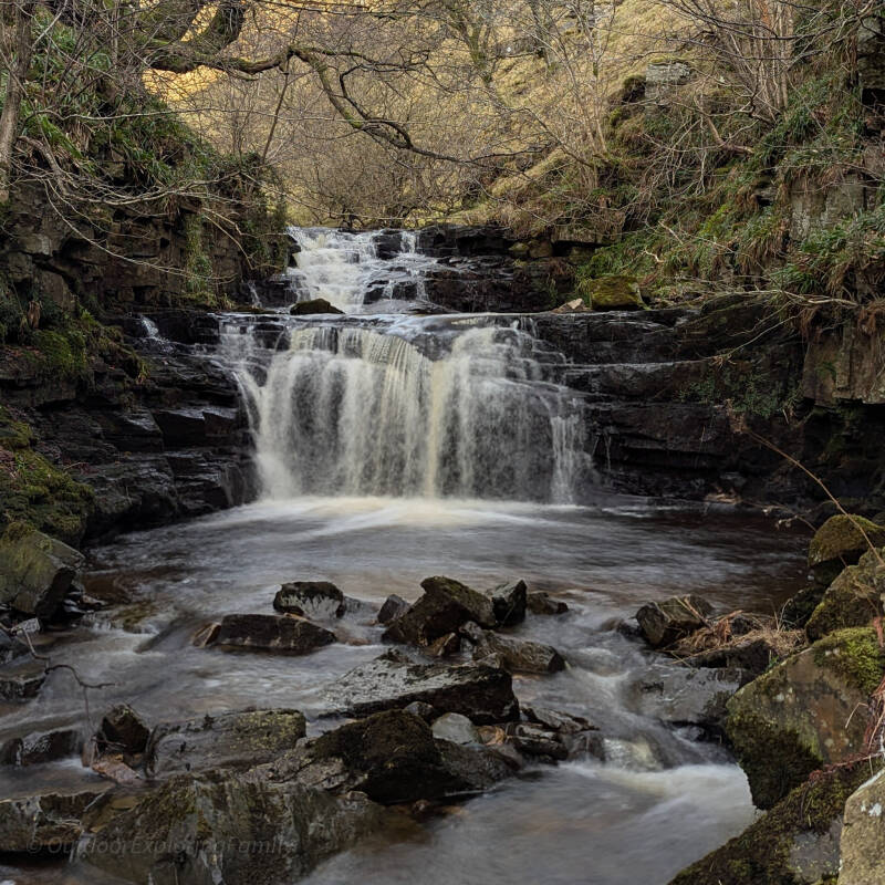 Small waterfall upstream from Flushiemere Waterfall on Flushiemere Beck in Upper Teesdale