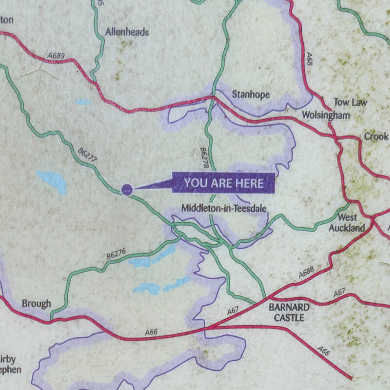 Map showing Bowlees location near Middleton in Teesdale and Barnard Castle in County Durham