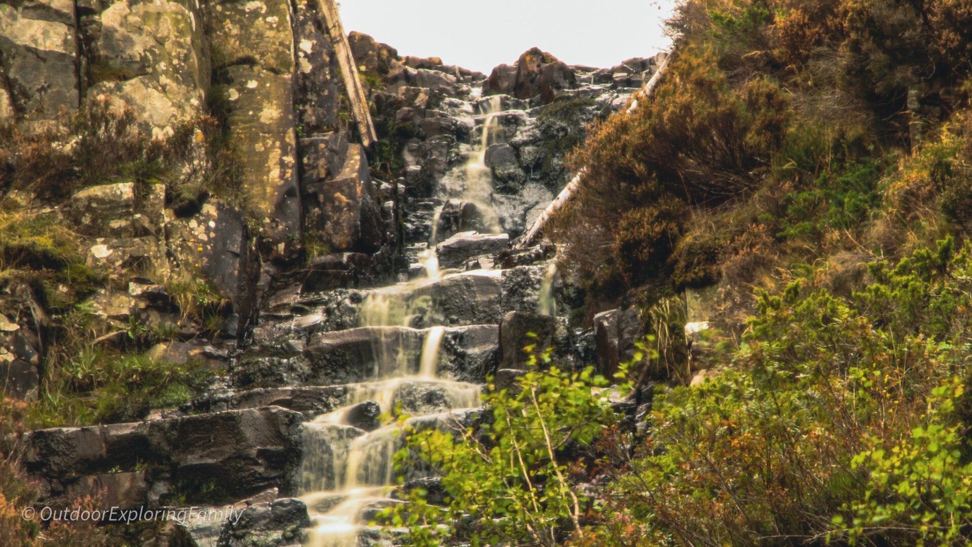 White Force waterfall in the North Pennines surrounded by open moorland and quiet walking paths