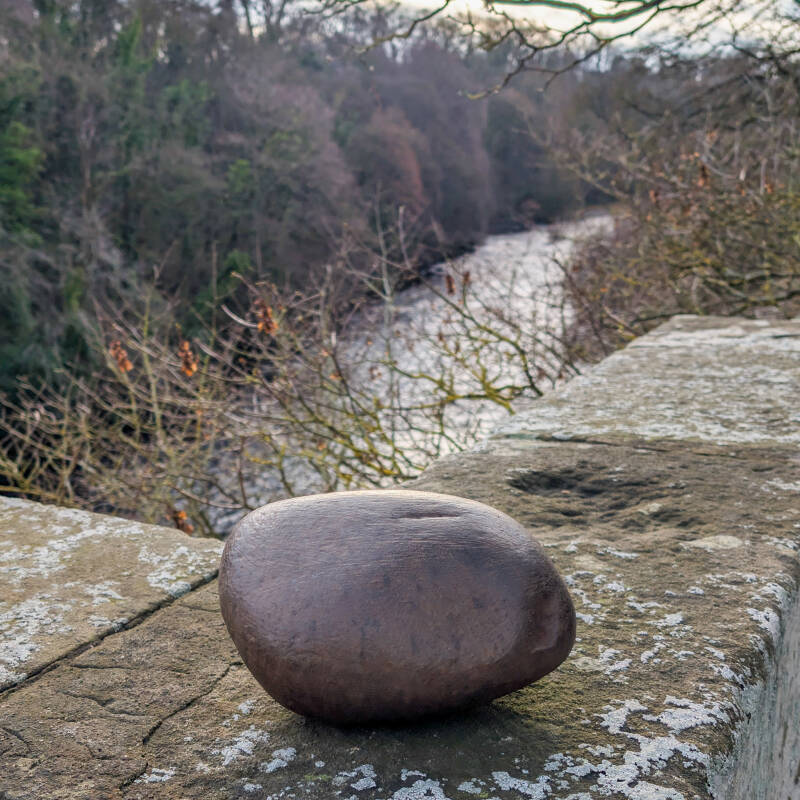 Historic stone parapet on Winston Bridge above the River Tees in Teesdale, a bridge famous for the 1988 Spitfire flight