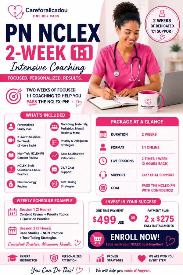 PN NCLEX 2-Week 1:1 Intensive Coaching Program | Personalized NCLEX-PN Preparation