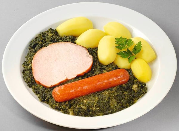 23197 Grünkohl mit Kasseler und  Räucherendchen dazu Salzkartoffeln                                         -Laktosefrei, Glutenfrei-