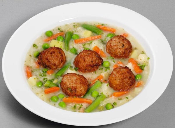 66612 Gemüseeintopf nach „Gärtnerin Art“ mit frittierten Mettbällchen vom Schwein