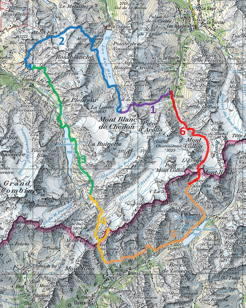 Hüttentour Tou des Grands Barrages Karte