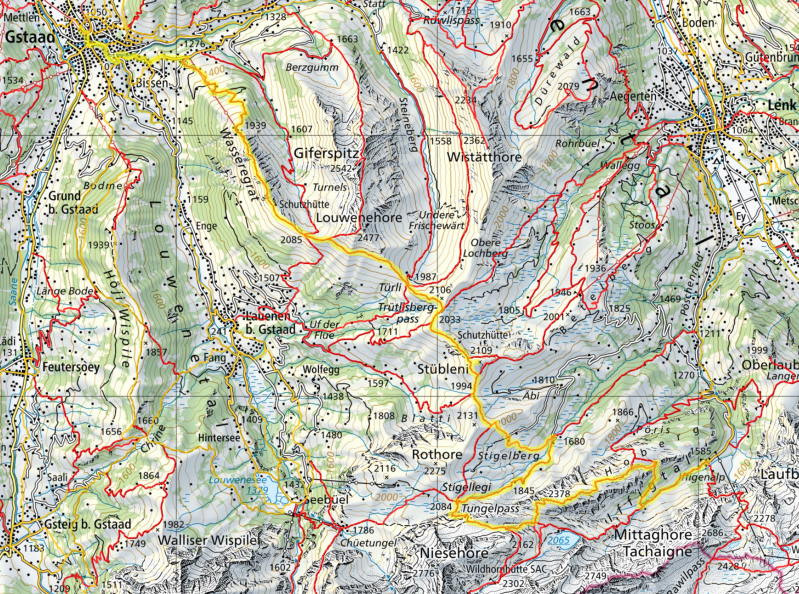 Karte Zweitageswanderung Iffigenalp Gstaad