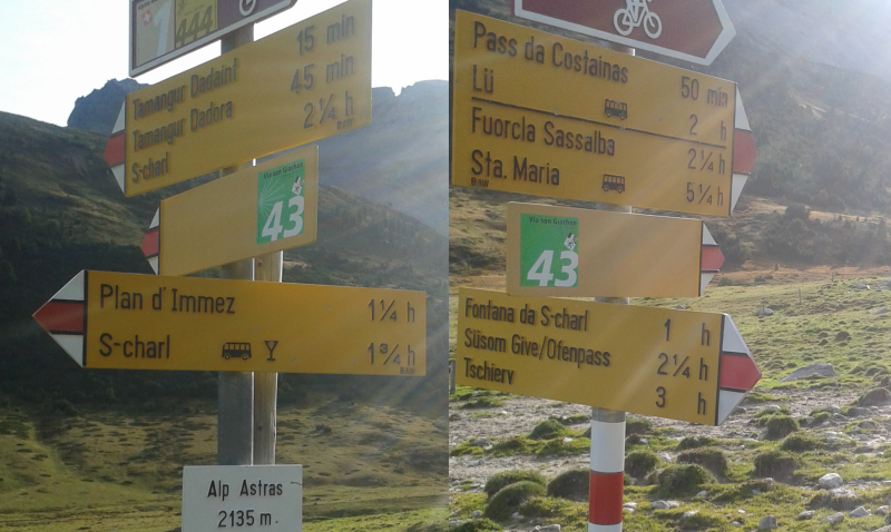 Wegweiser Alp Astras