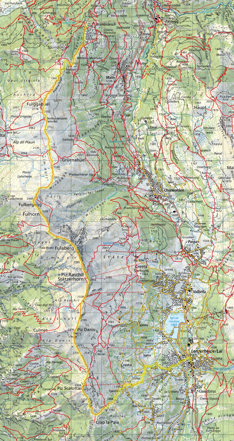 Karte Gratwanderung Brambrüesch Stätzerhorn Lenzerheide