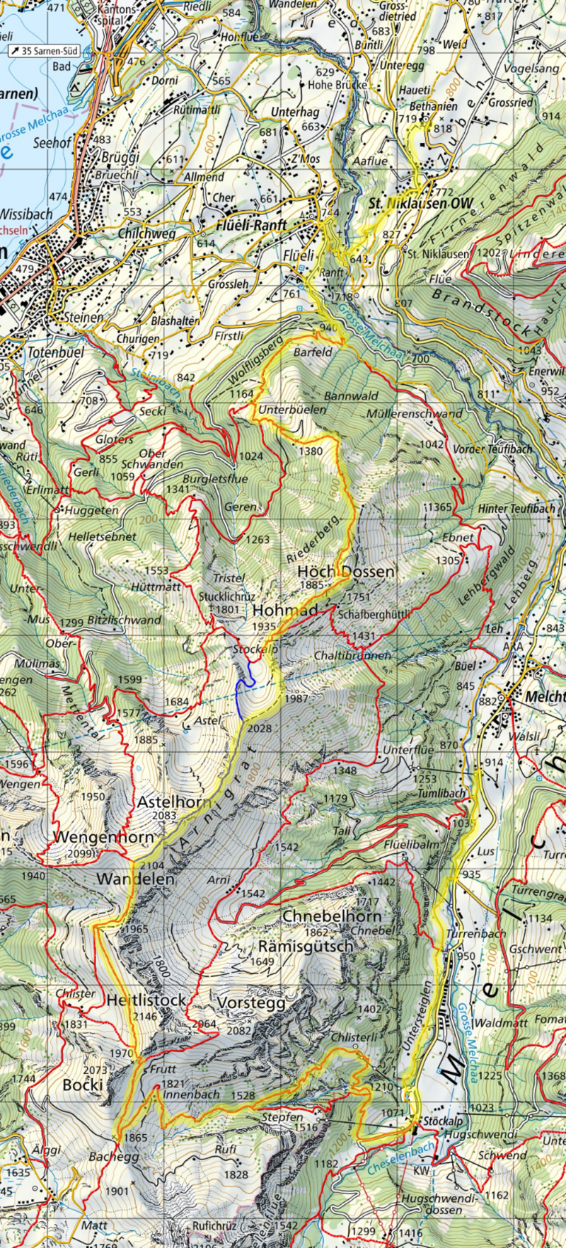 Karte Arnigrat Melchtal Tagestour