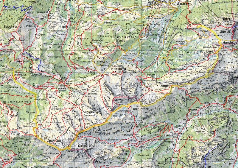 Karte Tagestour Gratwanderung Brisen Oberbauenstock