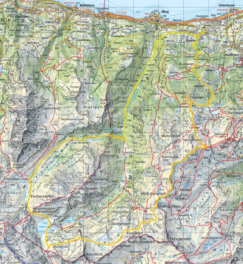 Karte Tagestour Flumserberg Murgseen