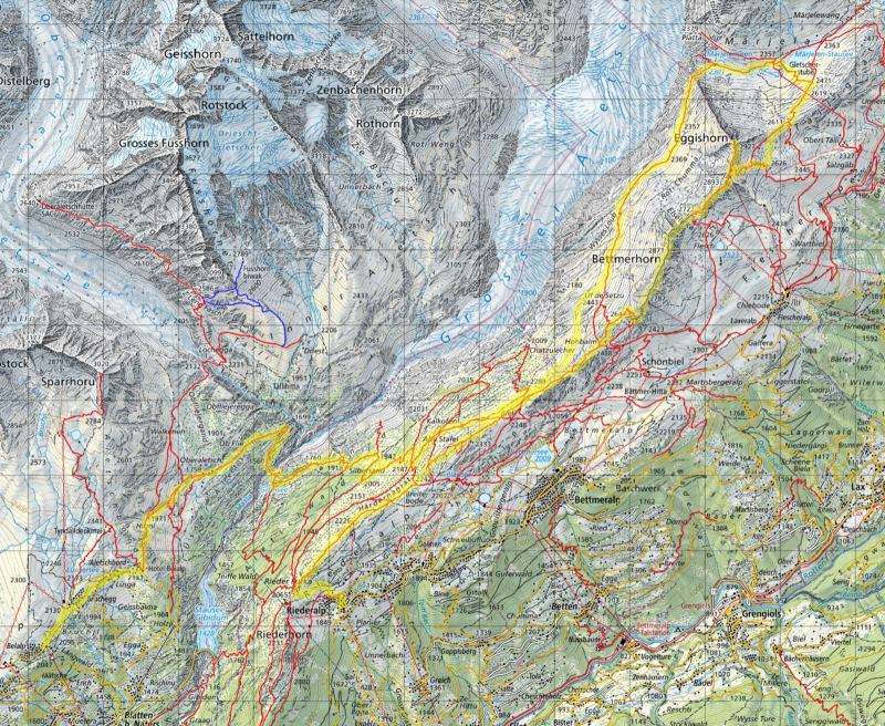 Karte Tageswanderung Aletsch