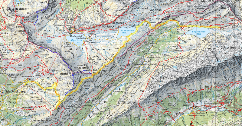 Karte Tageswanderung Mägisalp - Balmeregghorn - Engstlenalp Tageswanderung