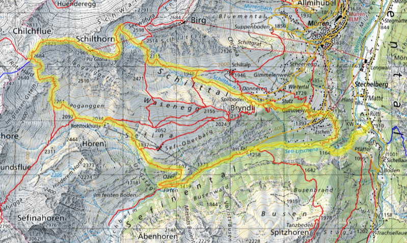 Karte Große Schilthorn-Rundtour