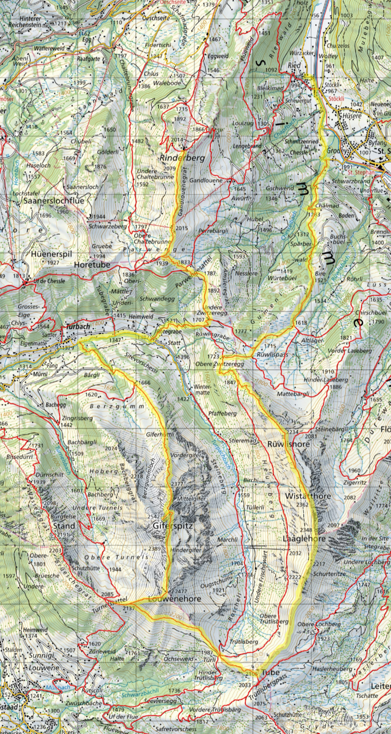 Karte Tagestour Gratwege Simmental