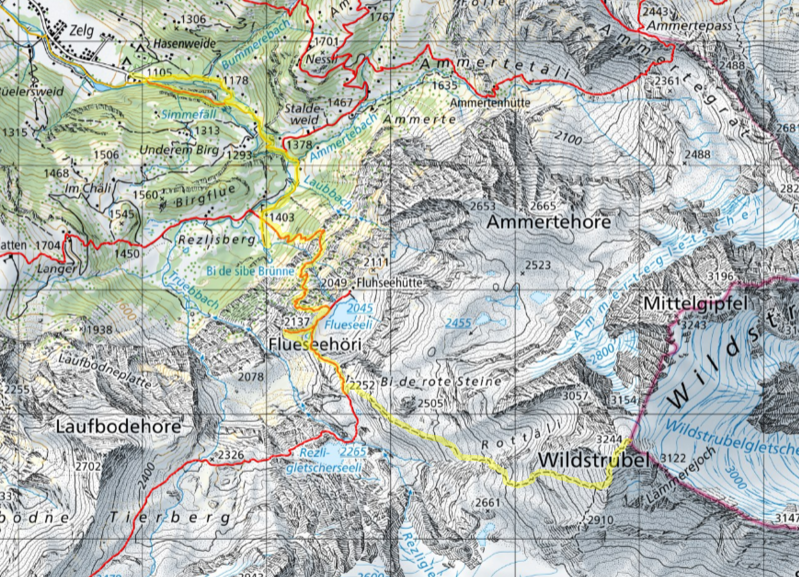 Karte Simmenfälle Wildstrubel Tagestour