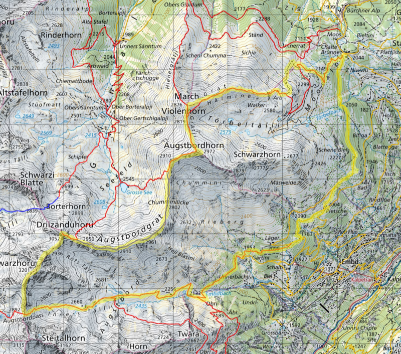 Karte Augstbordgrat Schwarzhorn