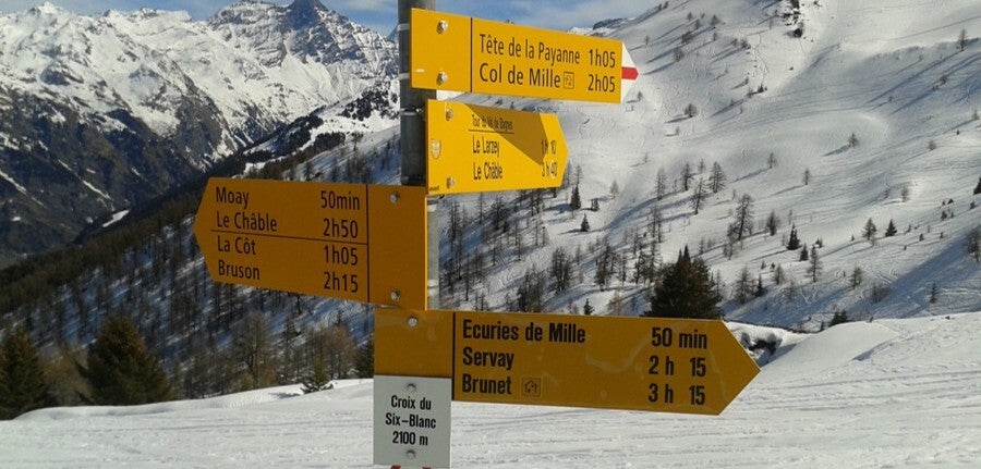 Wegweiser Montagne de Six Blanc
