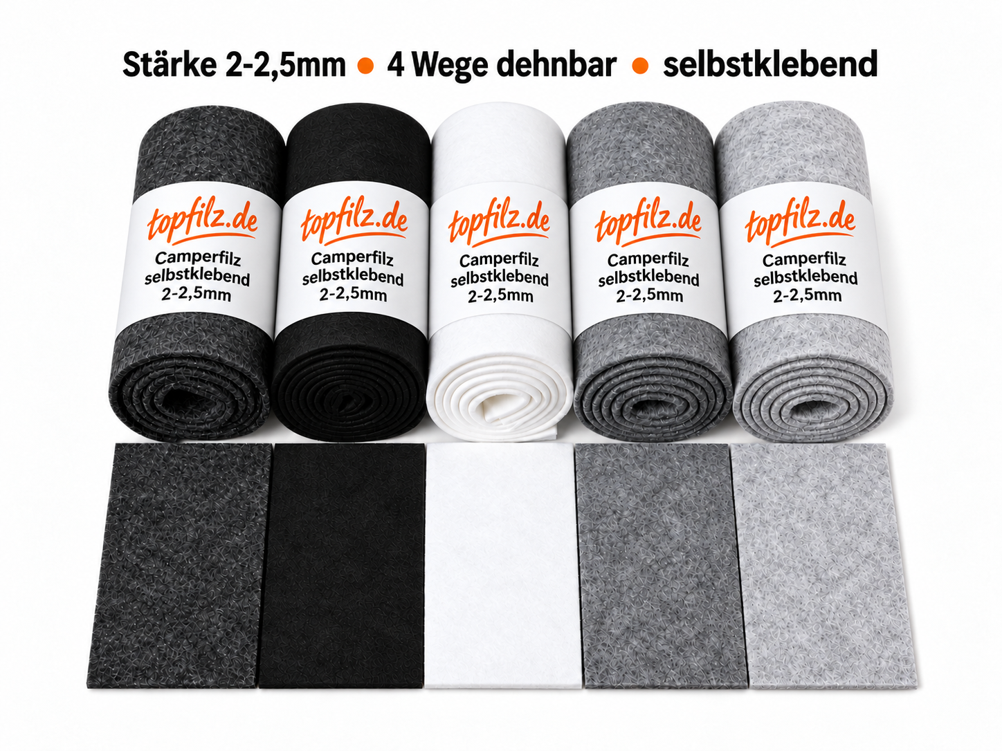 Profi KFZ Filz selbstklebend Meterware 2-3mm -Camper-Bus-Boot-Ausbau-4D-DIY