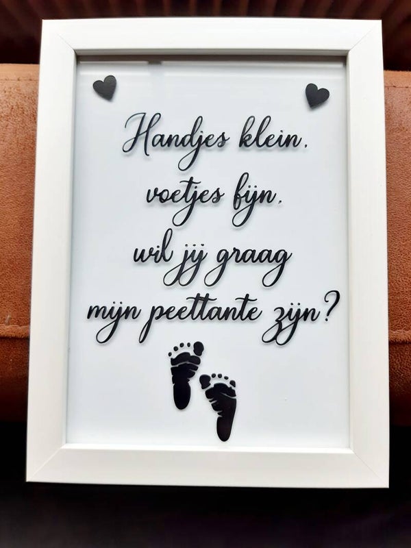 Fotolijst met vraag voor peetoom/ peettante