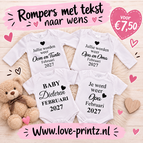 Romper met tekst naar keuze