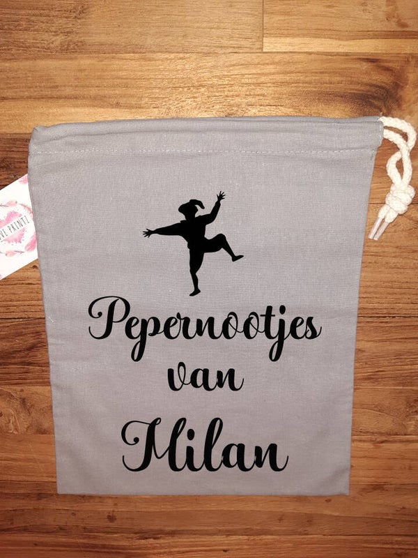 Pepernootjes zak grijs 20 cm