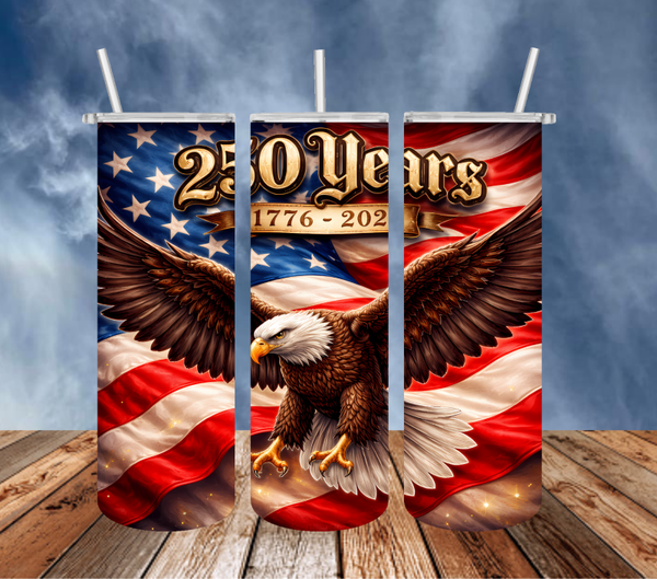 250 Years with flying Eagle wavy flag