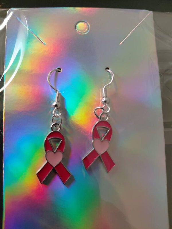 Heart Breast Cancer Fighter Earrings