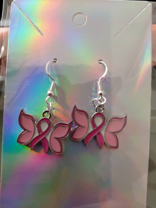 Spread out Butterfly Breast Cancer Fighter Earrings