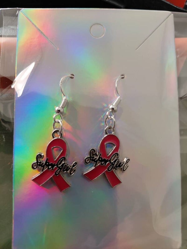 Super Girl Breast Cancer Fighter Earrings