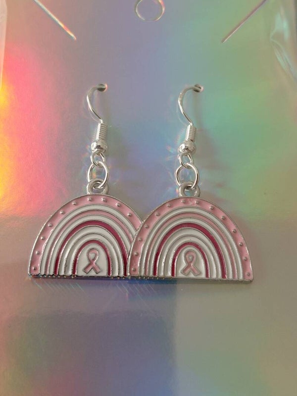 Pink and White Rainbow - Breast Cancer Fighter Earrings